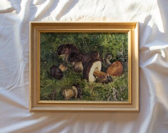 Forest Mushrooms #271 | Vintage Framed Wall Art Paintings | Antique Art Prints | Vintage Landscape Painting Framed | Mushroom Artwork