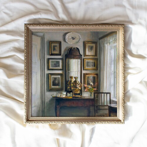 Intérieur #363, impression carrée, art déco cuisine, peintures d'intérieur art mural encadré vintage, impressions d'art anciennes, petit cadre vintage, 12 x 12