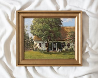 Countryside #372, Vintage Wall Art, FRAMED Prints, Livingroom Wall Decor, Gold Framed Landscape Prints, Landscape Wall Art, Cottagecore