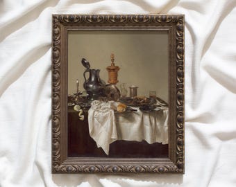 Banquet Piece #221 | Vintage Framed Wall Art Paintings | Antique Art Prints | Vintage Still Life Painting Framed | Kitchen Artwork