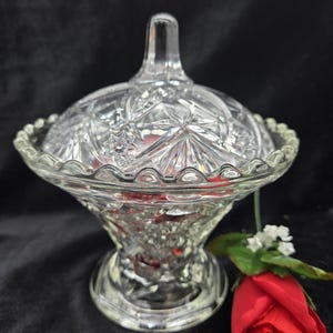 Heavy Clear Glass Candy Jar w/Lid
