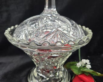 Heavy Clear Glass Candy Jar w/Lid