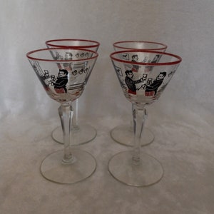 Mid Century Set of 4 Wine Cordials