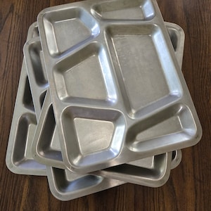 Heavy Duty Divided Metal Food Trays, Set of 4