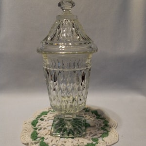 Diamond Point Clear Glass Candy Dish/Compote