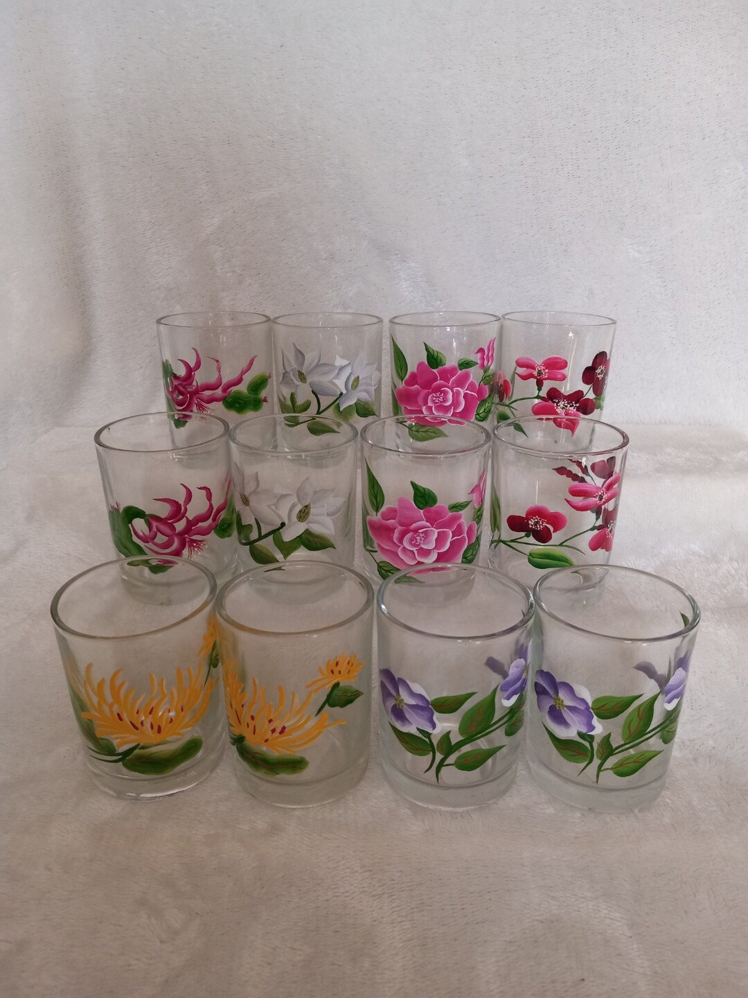 Set of 12 Floral Votive Candle Holders Etsy