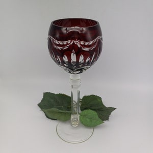 Ruby Red Cut to Clear Wine Glass