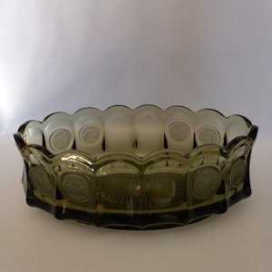 Fostoria Green Coin oval Dish 1960&#39;s