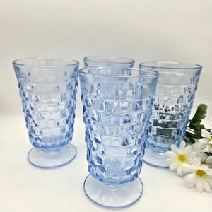 Blue White Hall Colony Cube Pattern Footed Glasses, Set of 4, 1970's - Etsy  Israel