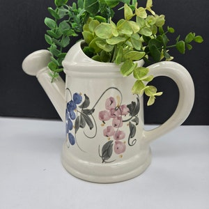 Ceramic Watering Can w/blue and pink Floral Design