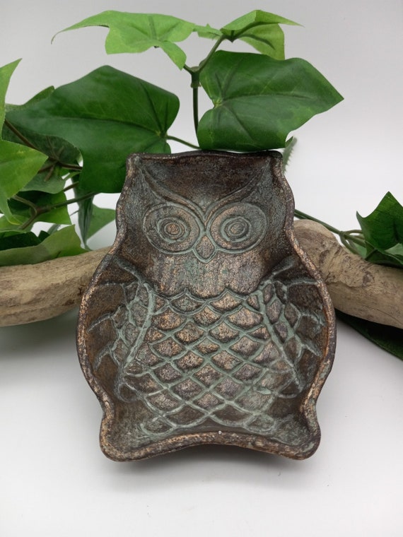 Heavy Cast Bronze Owl Trinket Dish