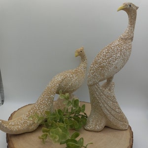 MCM Heavily Textured Glaze Peacocks/Birds. 1950s