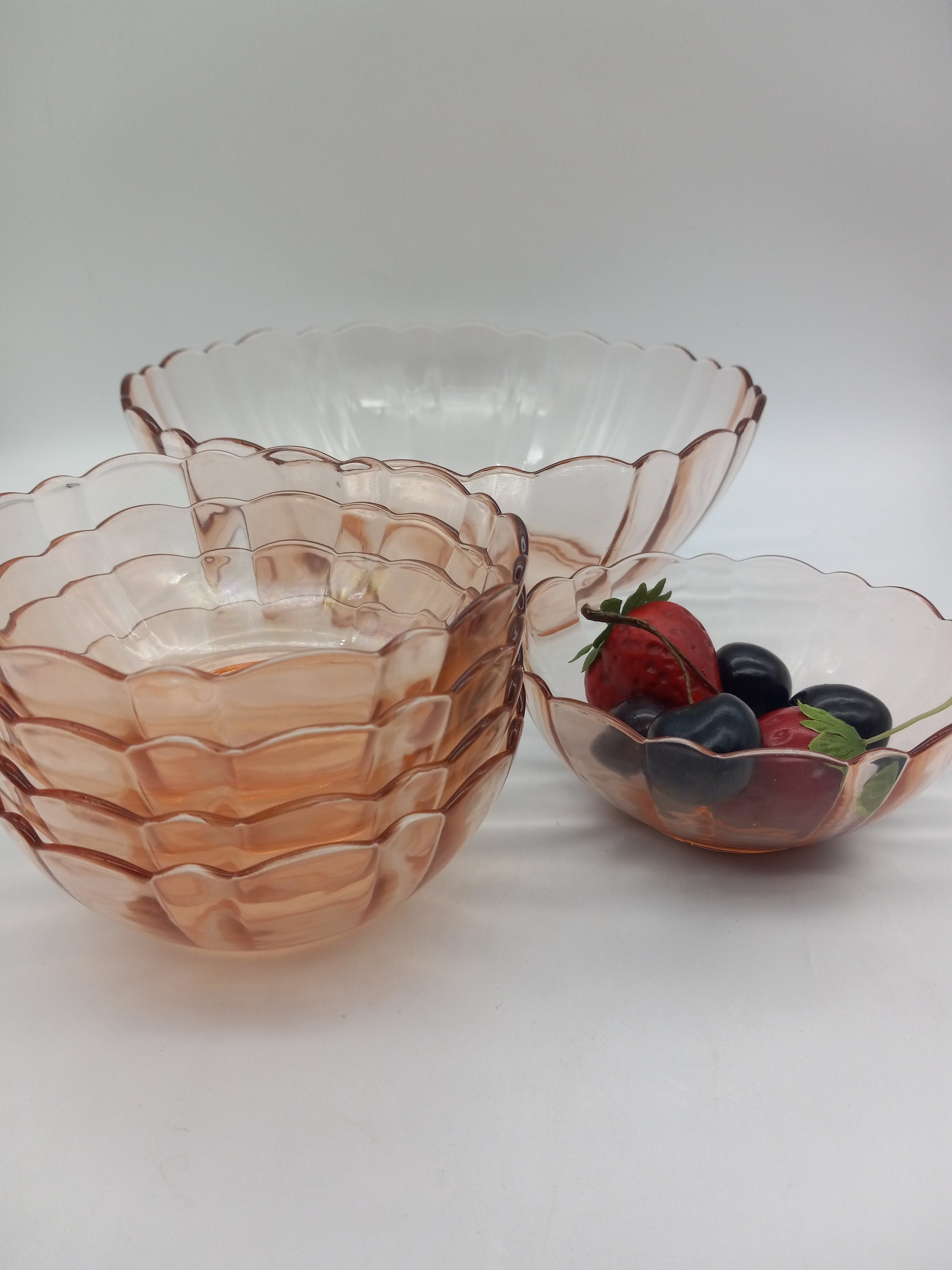 Rosaline Pink Bowls from France 5 small and 1 large 1970s