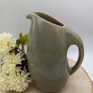 Green Ceramic Pottery Pitcher, MCM Design