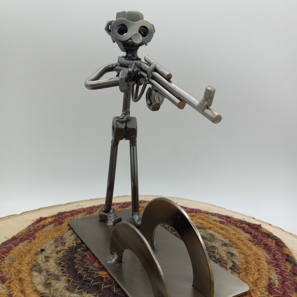 Nuts & Bolts Welded Man w/Rifle Metal Art by Steampunk