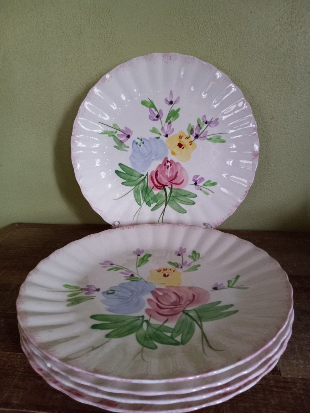 Set of 5 1940's Blue Ridge Dinner Plates Etsy