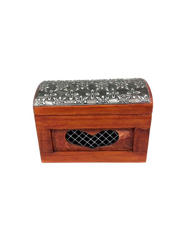 Small Wooden Box w/Metal Trim