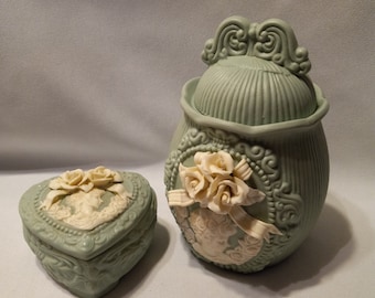 Jade Cameo Ginger Jar & Heart Trinket Box - Etsy