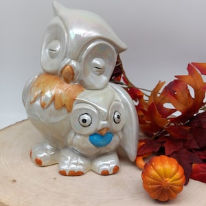Mother & Baby Owls Figurine by Lusterware, 1970s