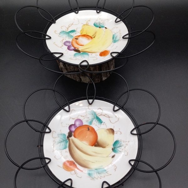 Hand Painted Fruit Plates, Set of 2