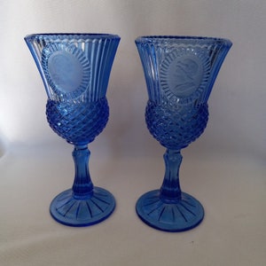 Set of two Avon Fostoria Cobalt Blue Washington Goblets