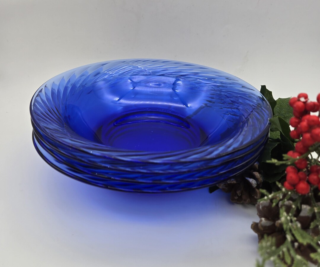 Set of 4 Festiva Cobalt Blue Swirl Pyrex Bowls USA - Etsy