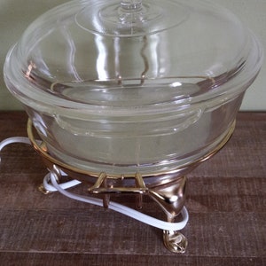 Electric Food Server Set. &quot;Warm-O-Tray&quot; & 1 1/2 qt. Casserole Dish. 1960s