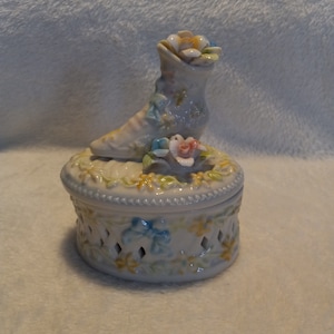 Shoe and Flowered Ceramic Trinket Box