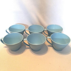 6 Lenotex Melmac Robin Egg Blue Coffee Cups
