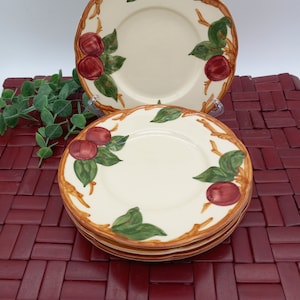 Franciscan Ware Apple Saucers, Set of 5, Made in California, 1950&#39;s
