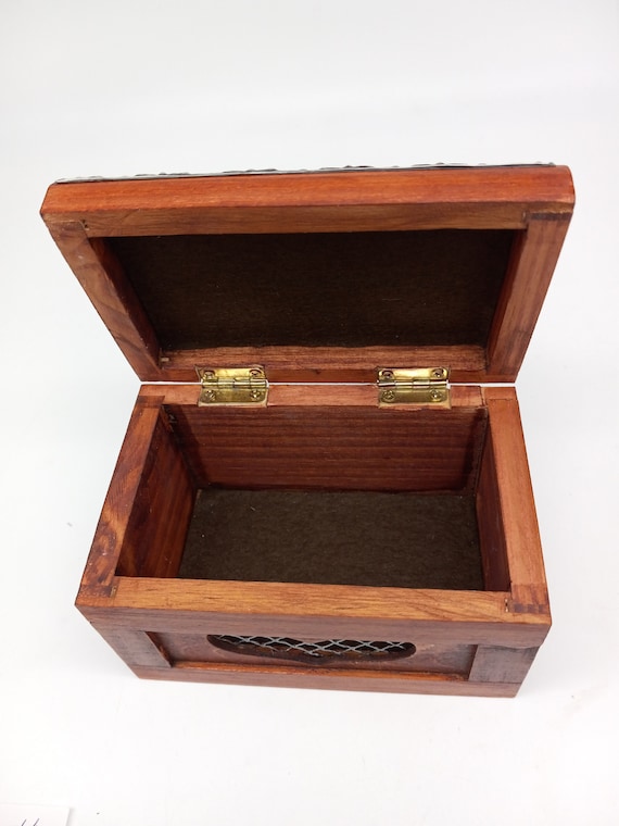 Small Wooden Box W/metal Trim - Etsy
