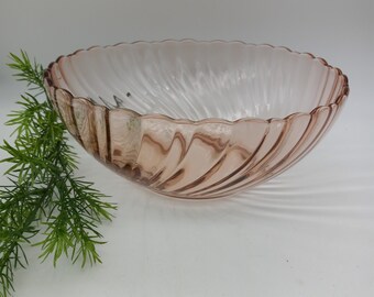 MCM Arcoroc Pink Swirl Glass Bowl, 1970s France