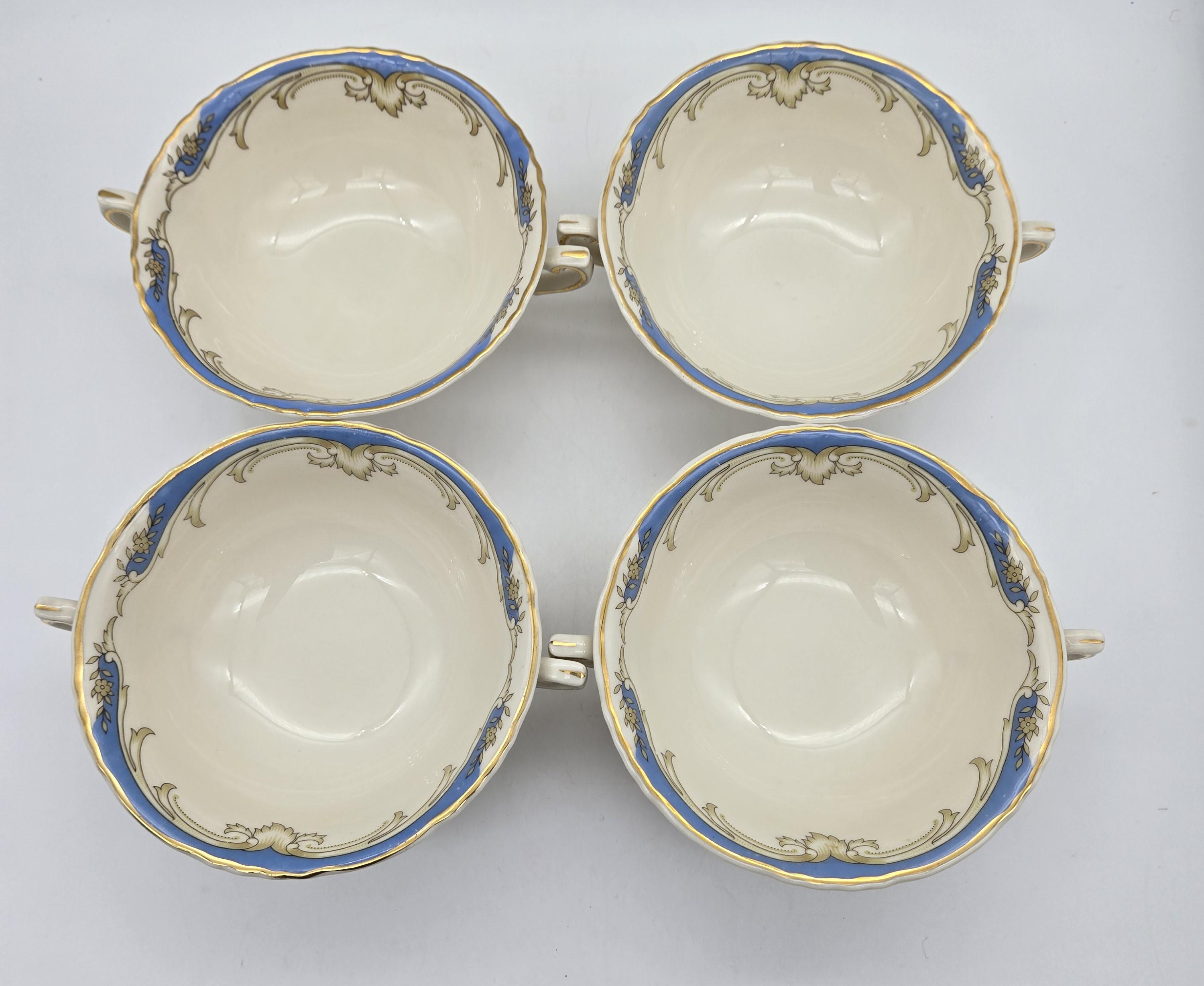 Syracuse China Federal Shape Carvel Pattern Soup Bowls, Set of 4