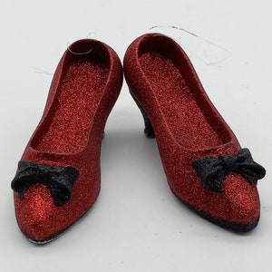 Ruby Red Glitter Slippers w/Black Bows, Ornaments