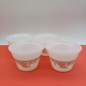 Indopal Milk Glass Custard Cups, made in Indonesia, Set of 4. 1970s