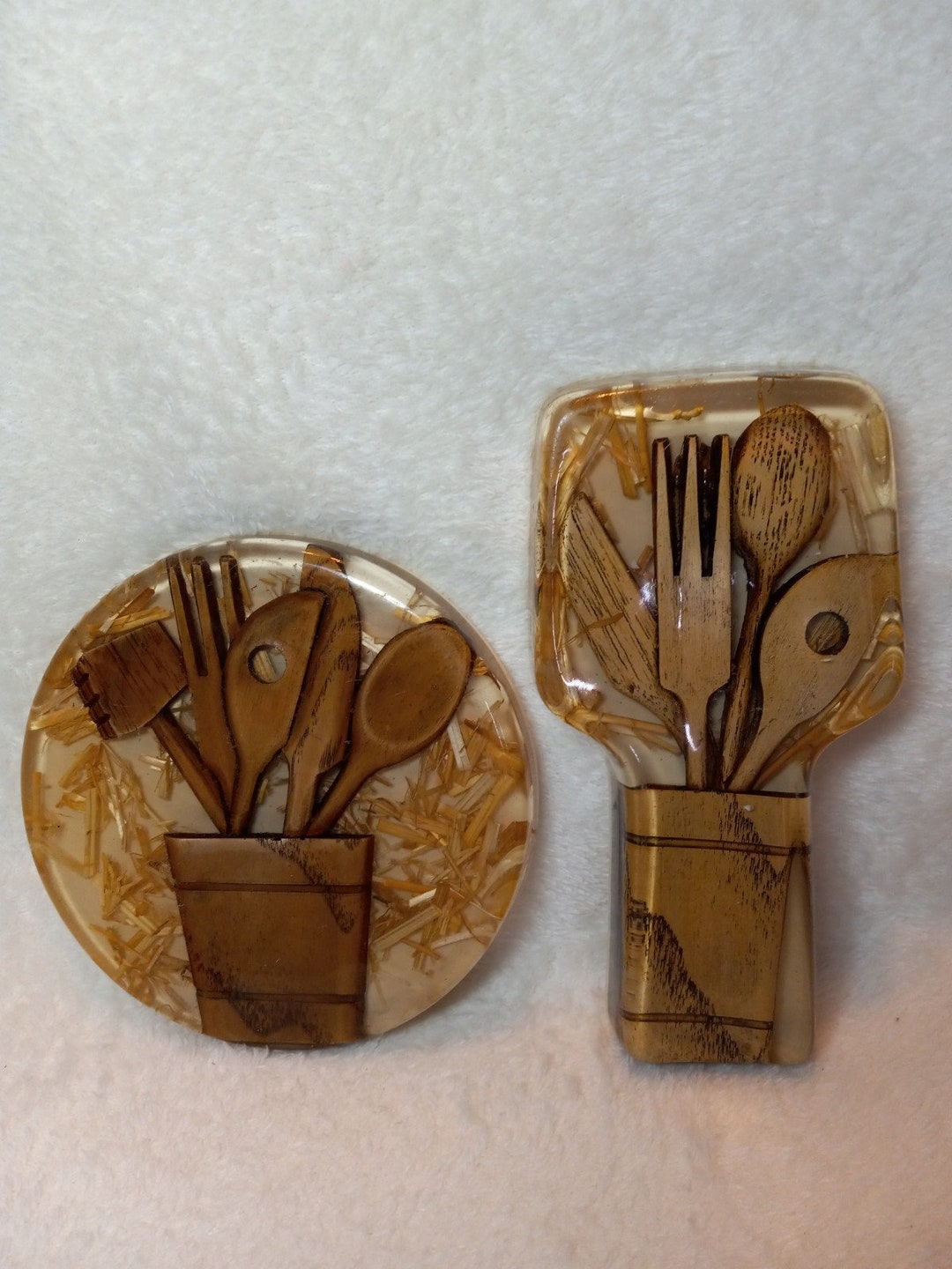 Vintage Lucite Acrylic Trivet & Spoon Rest Etsy