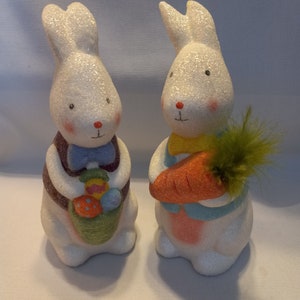 White Glitter Bunny Figurines