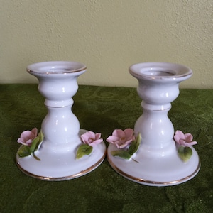 Set of 2 Lefton China Candle Stick Holders