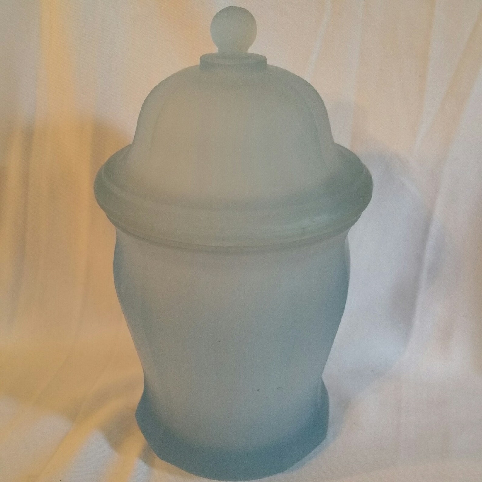 Blue Frosted Satin Glass Jar w/Lid Etsy