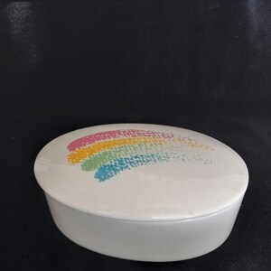 1980 Teleflora Porcelain Abstract Rainbow Trinket Ring Box