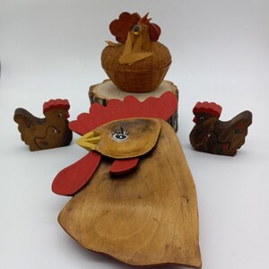 Wooden Chicks/Roosters, Set of 4