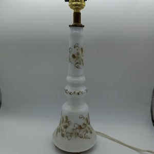 Vintage Bell Table Lamp, Hand Painted Floral. circa 1950s
