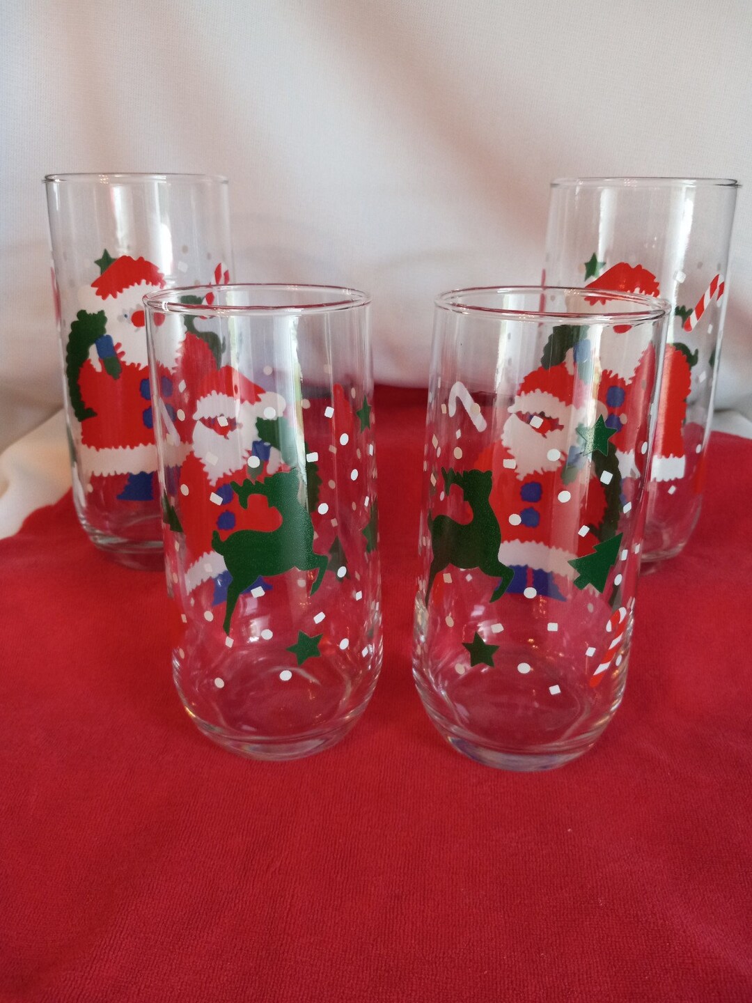 Santa and Reindeer Drinking Glasses - Etsy