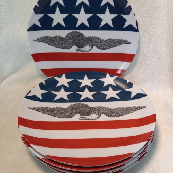 Set of 7 Texas Ware Patriotic Plates Melamine