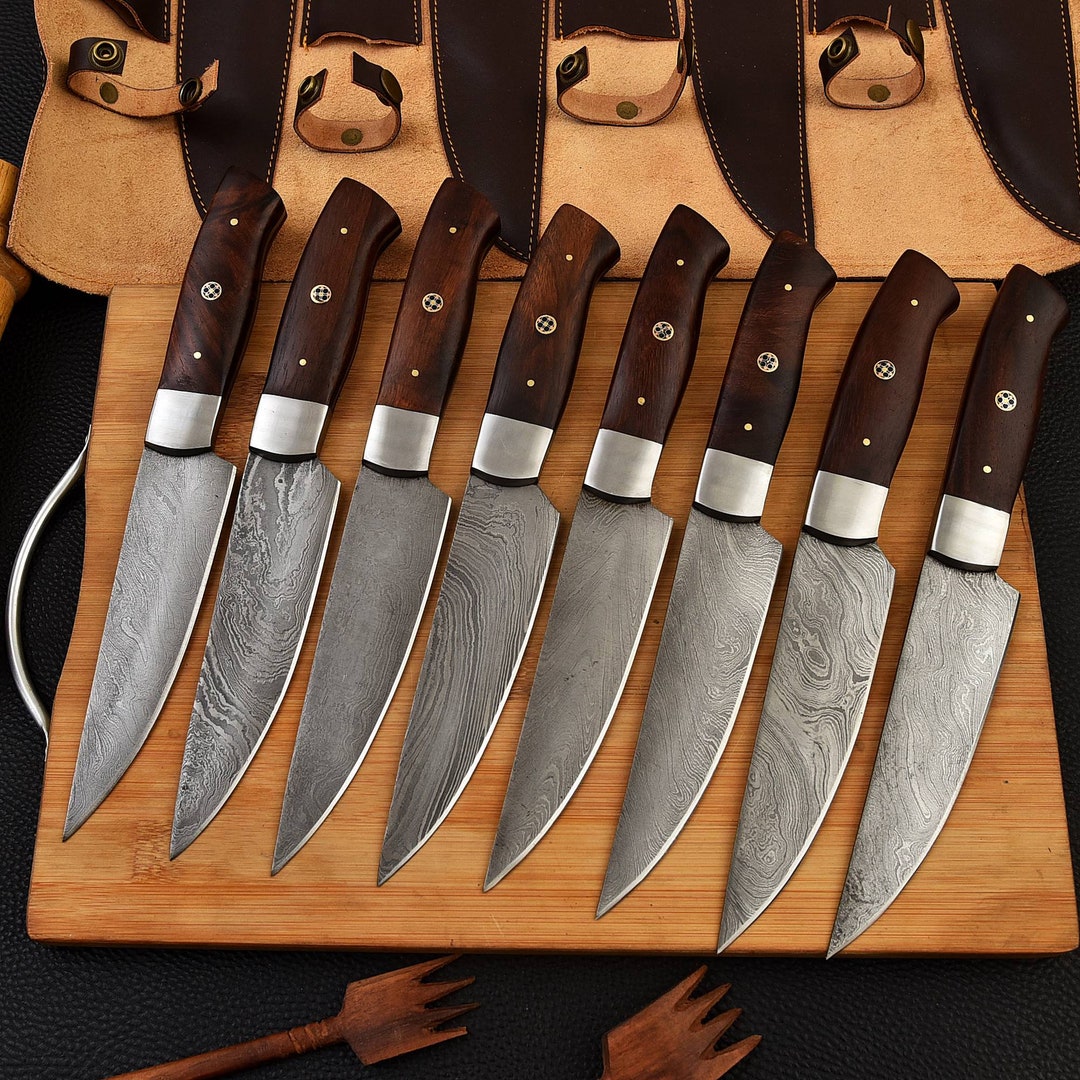 handmade-damascus-steel-steak-knives-set-walnut-wood-handle-leather