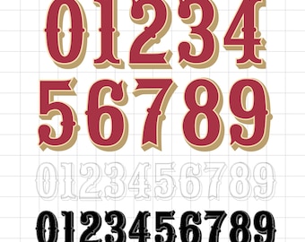 49ers Football Jersey Number SVG: San Francisco Team Colors (Digital Download)