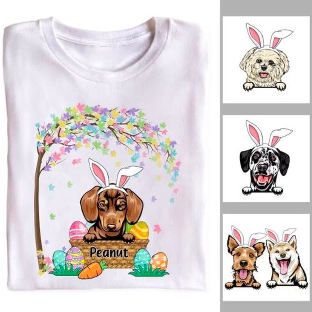 Personalized Dog Easter Shirt Bunny Dog Personalized Shirt Etsy