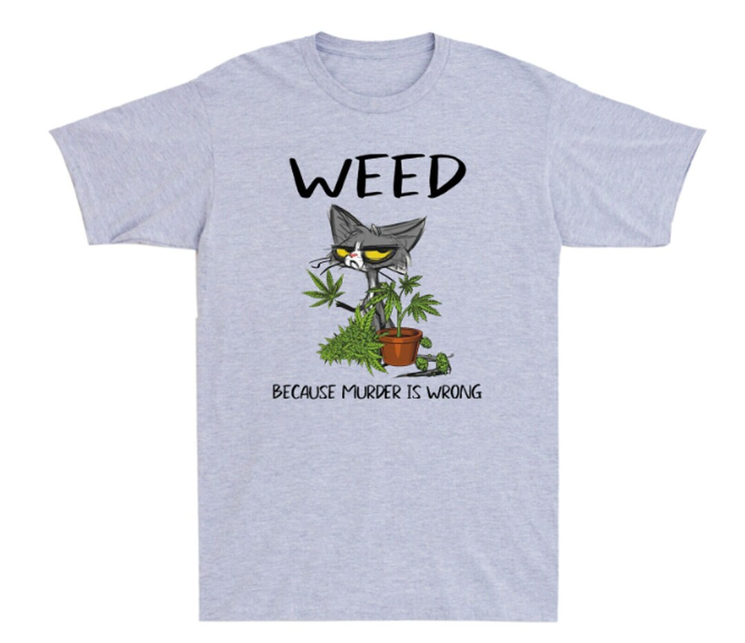 Vintage Black Cat Weed Because Murder is Wrong Tshirt Cat Etsy
