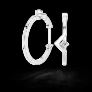 Solitaire Moissanite Huggie Hoop Earrings 925 Silver Small Accent Round Diamond Hoops Modern Dainty Piercing Jewelry Anniversary Gift
