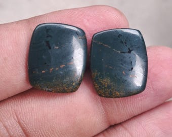 Natural Blood Stone Pair Gemstone, Cabochon, Rectangle Shape Carved Gemstone, for Jewelry, Loose Gemstone, Healing Gemstone,